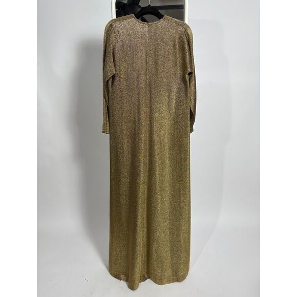 1970s Halston Metallic Gold Lurex Caftan Dress - Picture 5 of 9